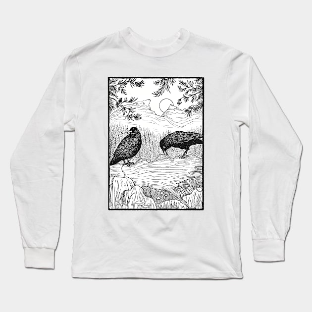 Huginn and Muninn Long Sleeve T-Shirt by Thistle Moon